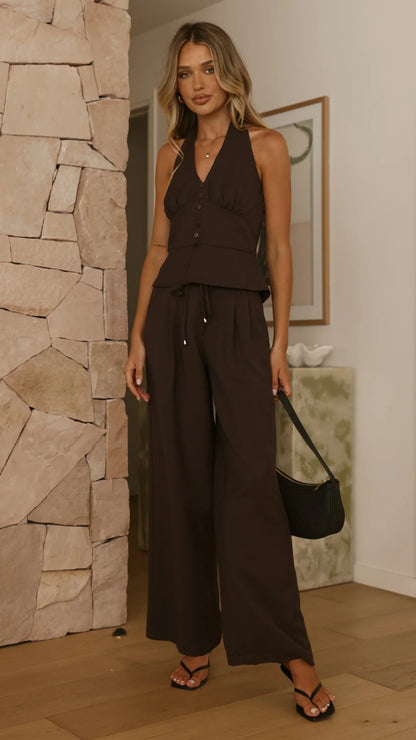 Rebekka Halter Neck Top Chocolate