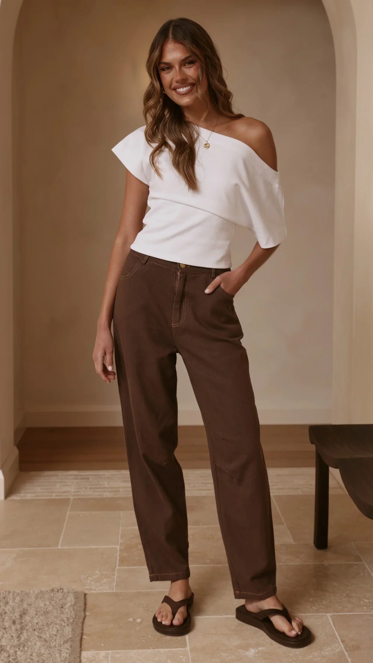 Cleora Barrel Jeans Chocolate