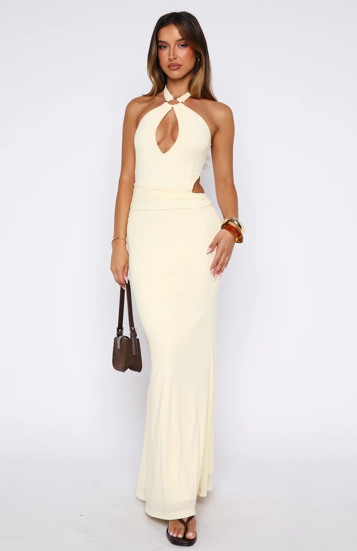 Beautiful Inside Out Halter Maxi Dress Lemon