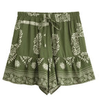 Olive Grove Boho Drawstring Shorts with Pockets
