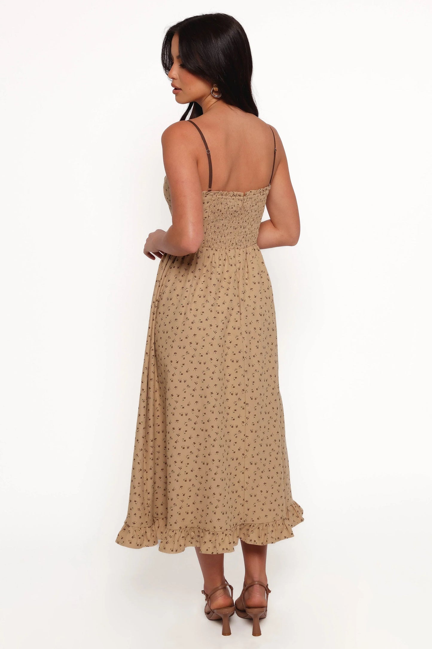 Robbins Midi Dress Beige Brown
