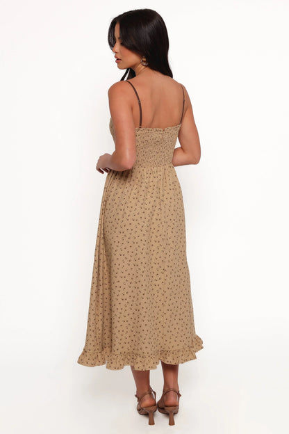 Robbins Midi Dress Beige Brown