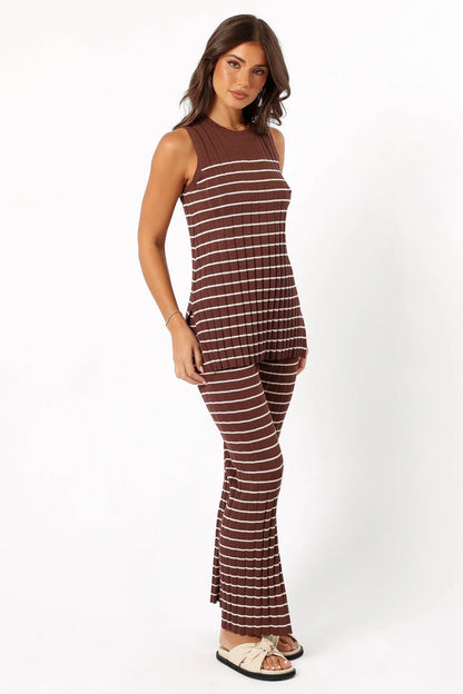 Saralynn Knitted Set Brown Beige
