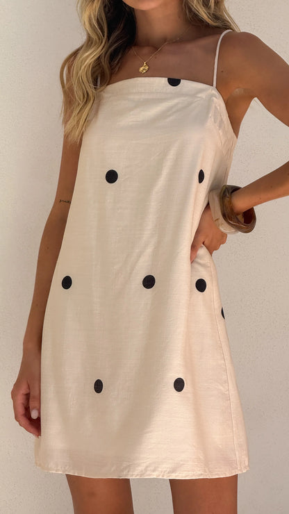 Nalu Mini Dress Cream Polka