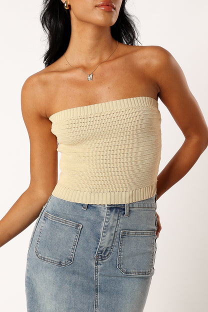Zia Strapless Knit Top Lemon