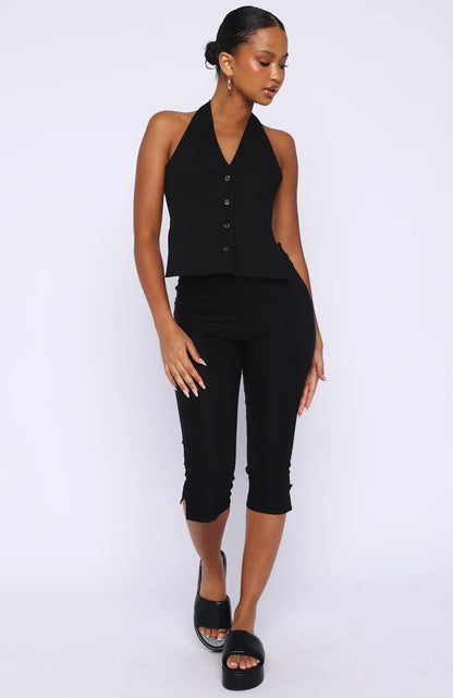All I Needed Halter Top Black