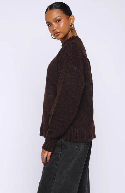Apres Ski With Me Knit Sweater Chocolate