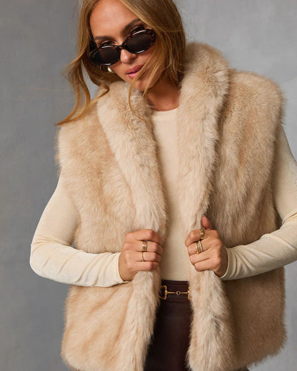 Elowen Sage Faux Fur Vest