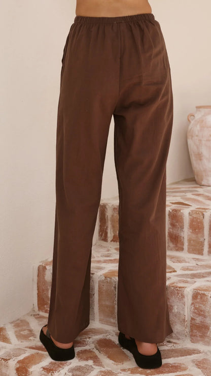 Yuki Strapless Top and Pants Set Chocolate