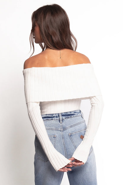 Inora Off Shoulder Knit Top White