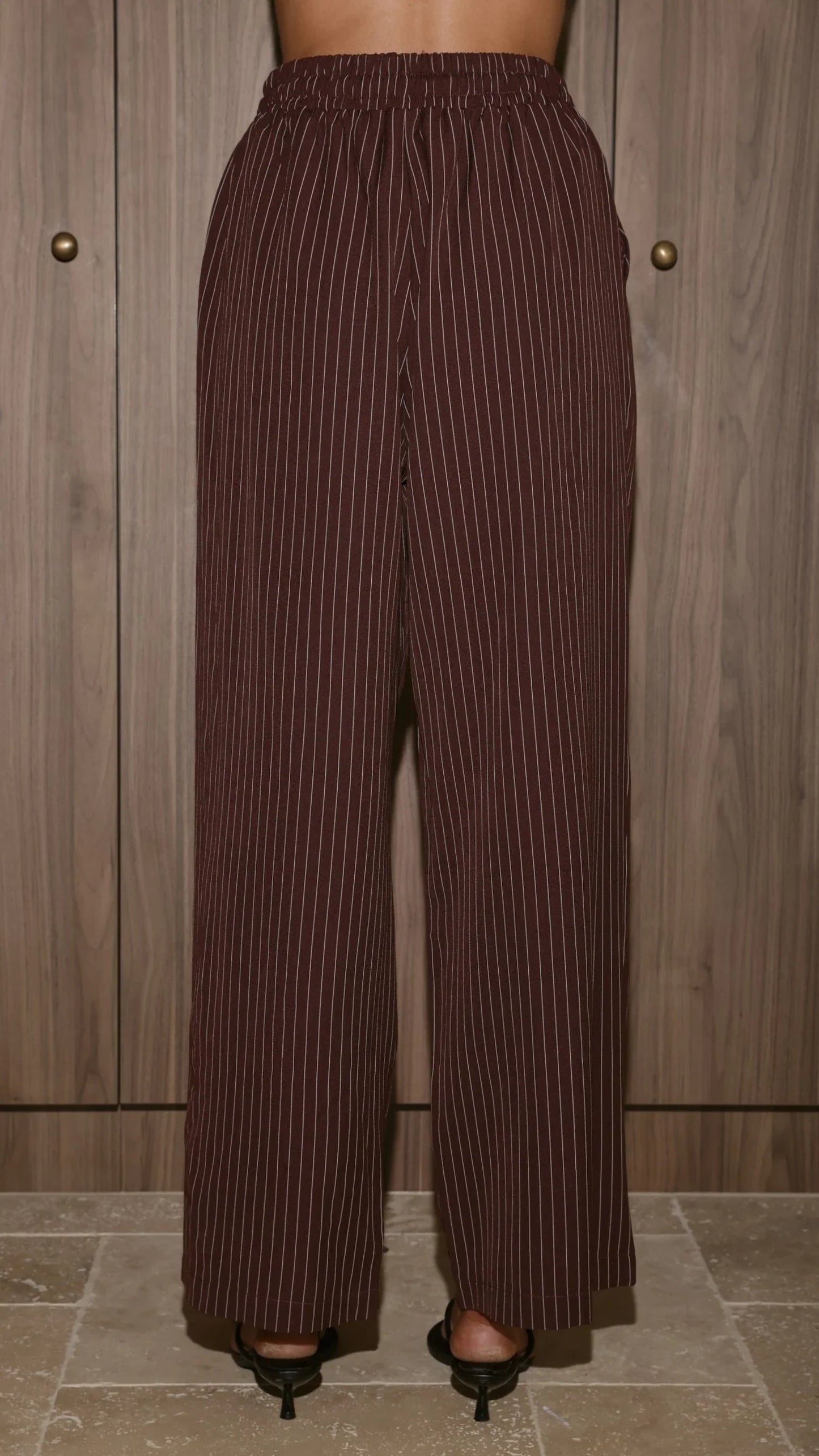 Zaila Pants Burgundy White Stripe