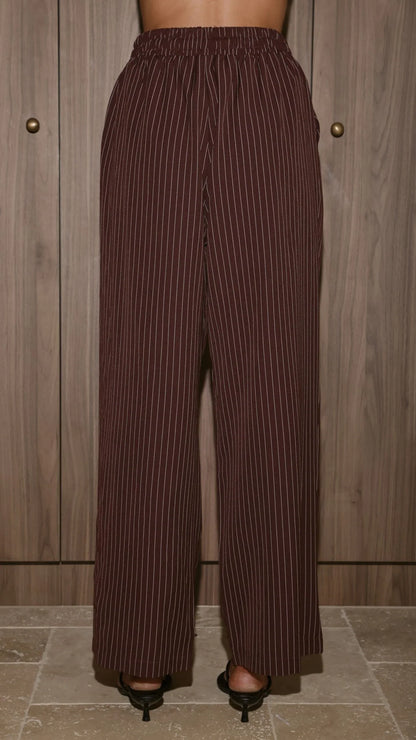 Zaila Pants Burgundy White Stripe