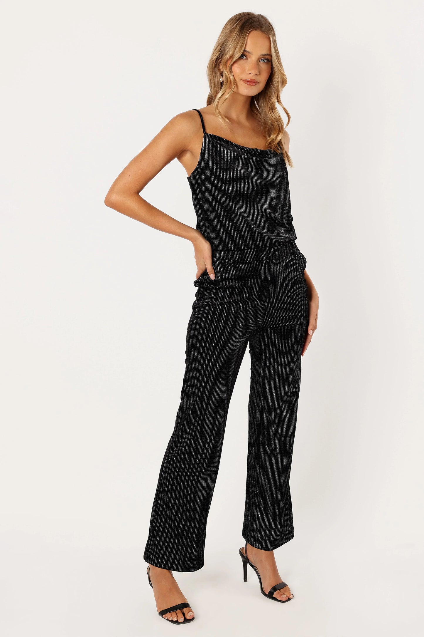 Ensley Velvet Shimmer Top Black