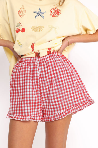 Daphne Short Set Yellow Red Gingham