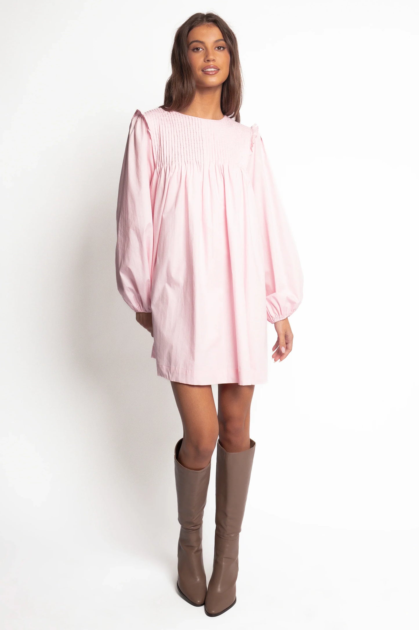Wyatt Long Sleeve Mini Dress Pink