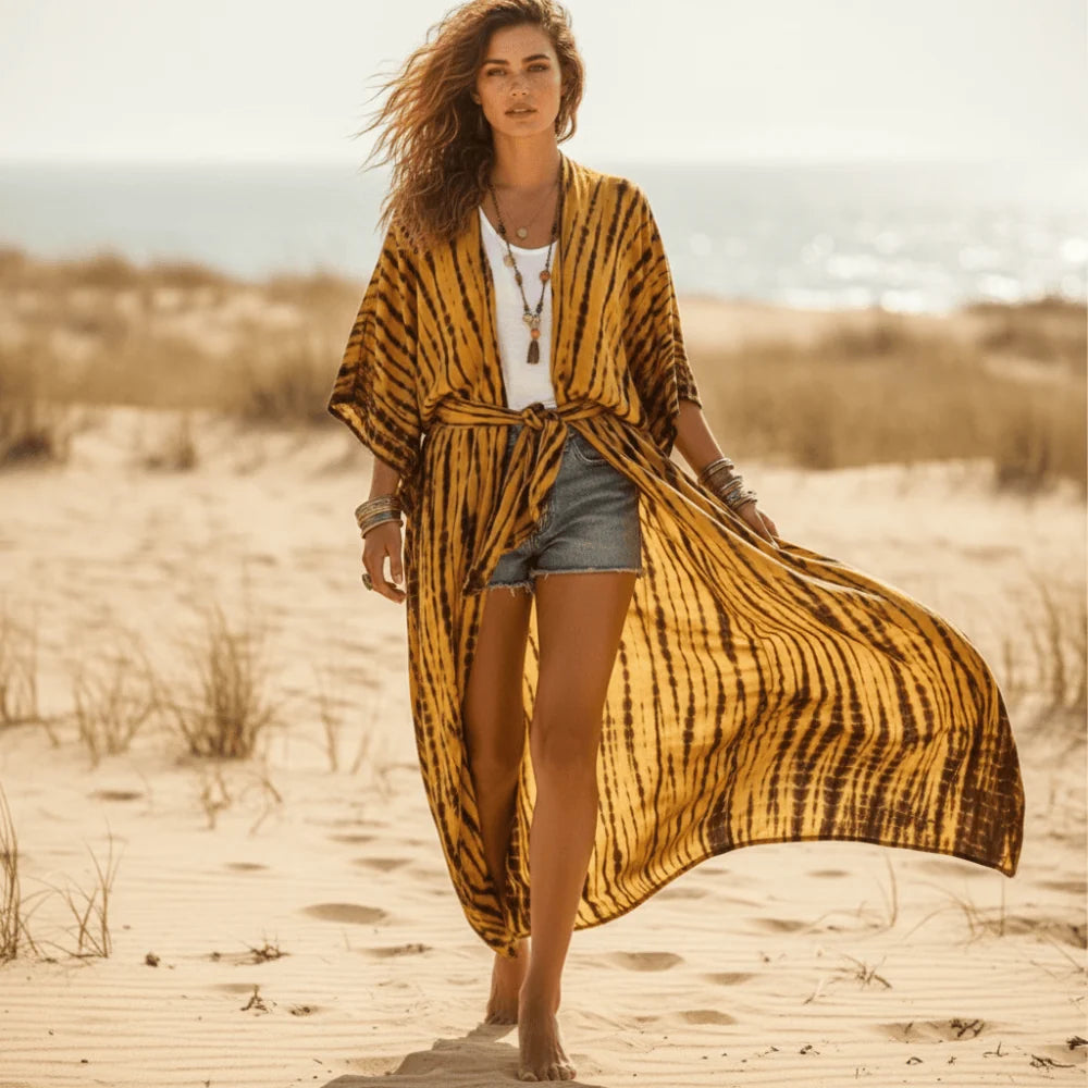 Long Boho Beach Kimono Swim Cover Up