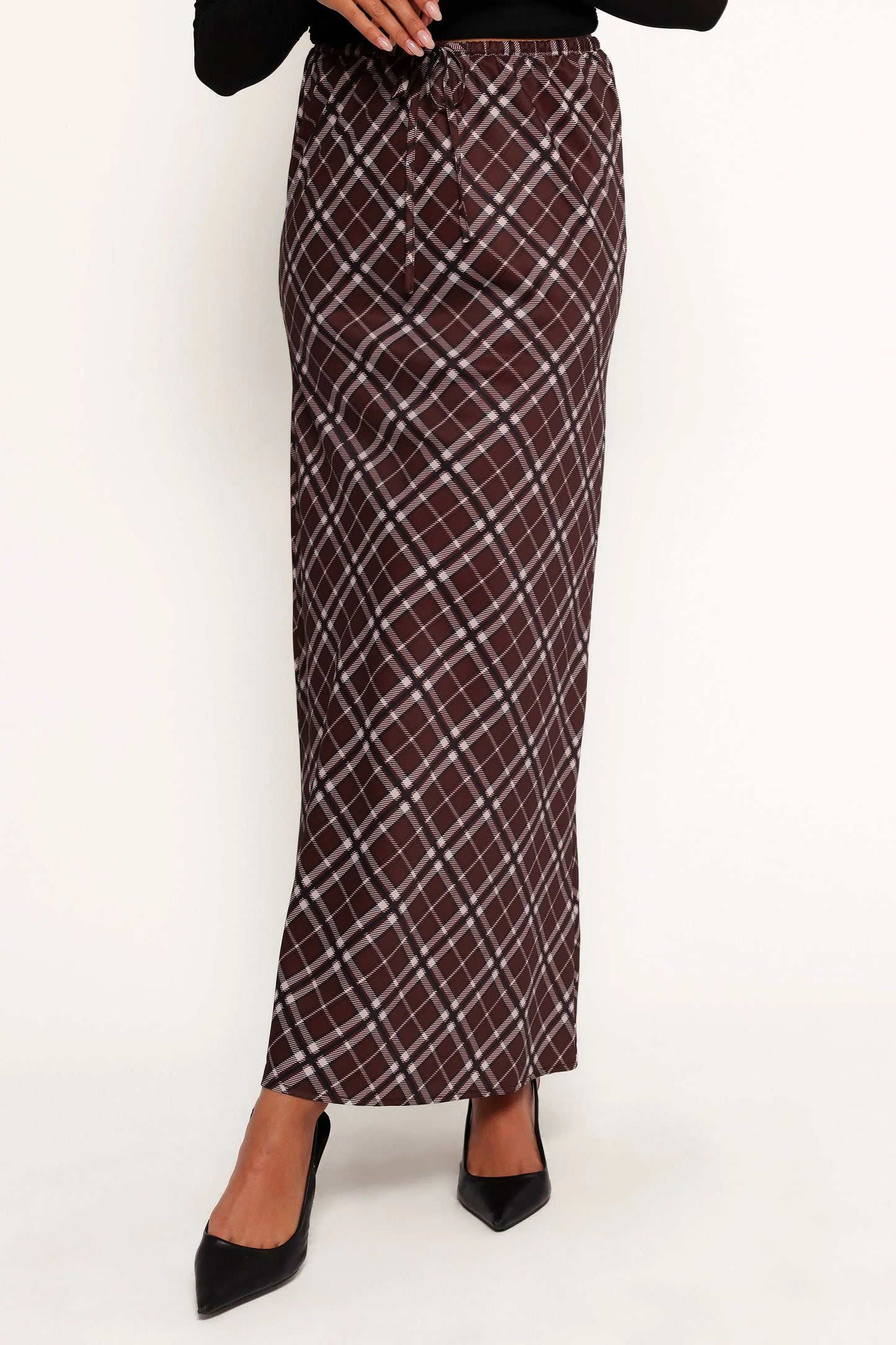 Sandra Midi Skirt Brown Check