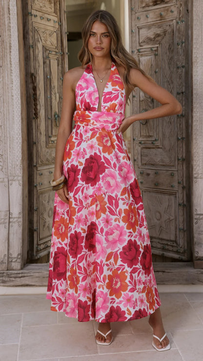 Anara Maxi Dress Pink Floral