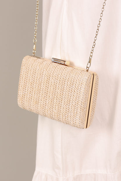 Peyton Straw Clutch Cream