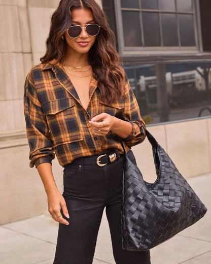 Ramina Woven Leather Shoulder Bag