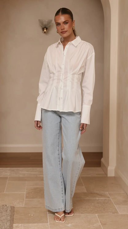 Riley Long Sleeve Top White