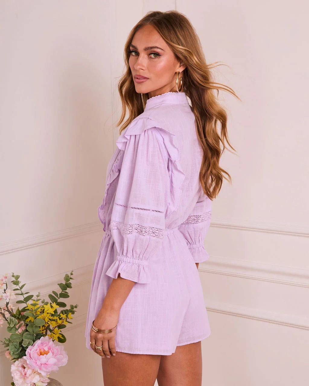 Spring Grove Ruffle Waist Tie Romper