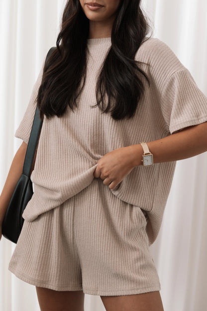 Granger Knit Short Set Tan