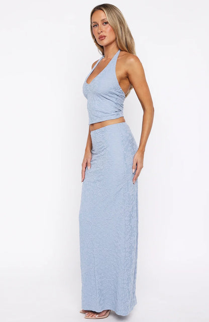 Just Cruisin Maxi Skirt Dusty Blue