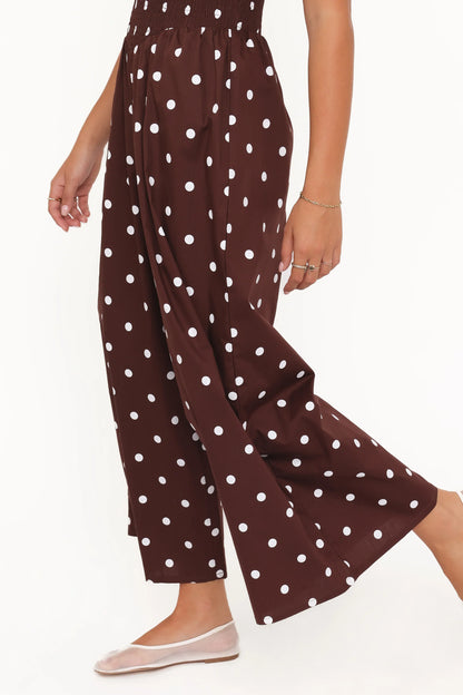 Paloma Jumpsuit Chocolate Polka Dot