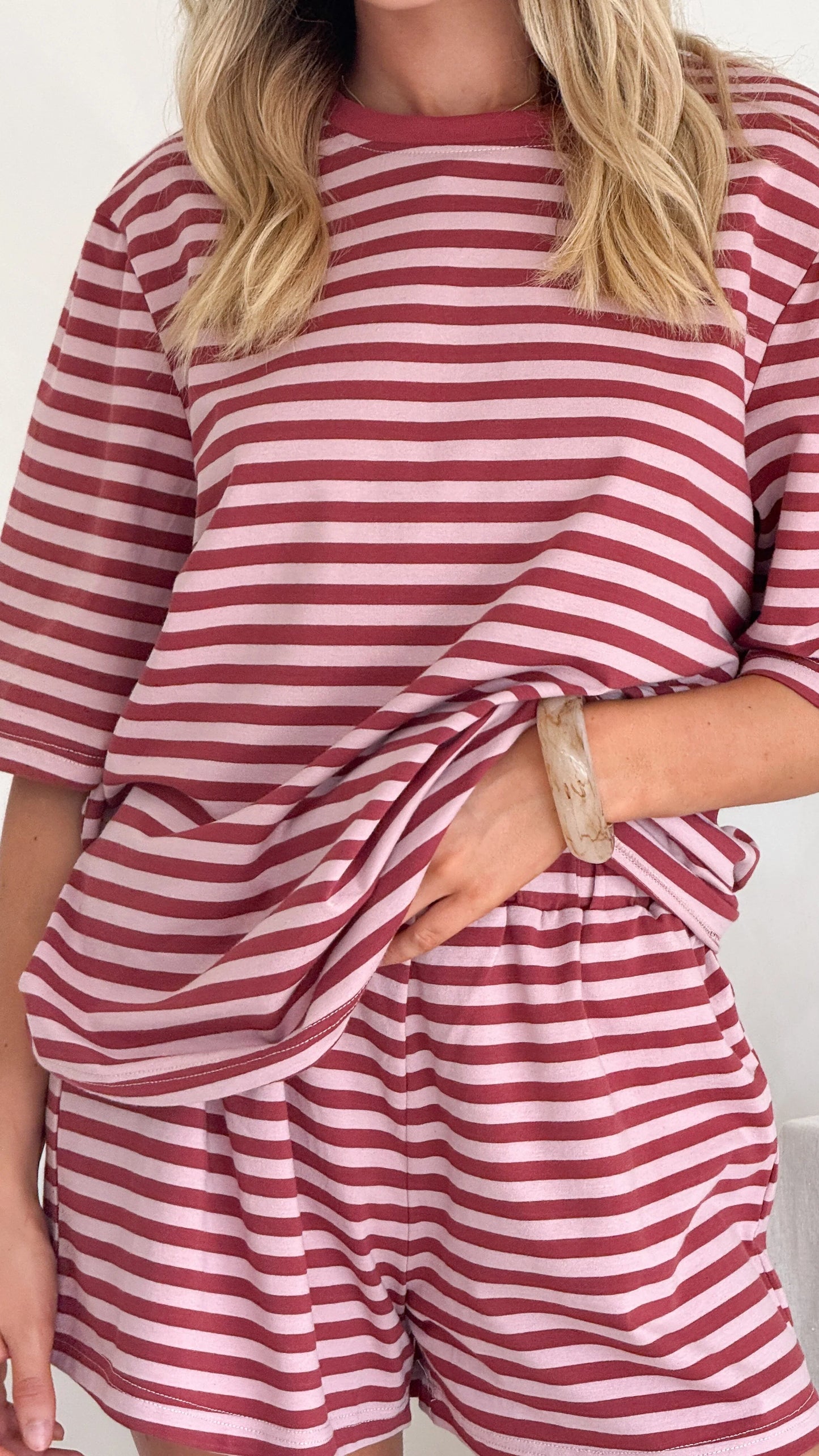 Bobby Crew Neck Tee Red Stripe