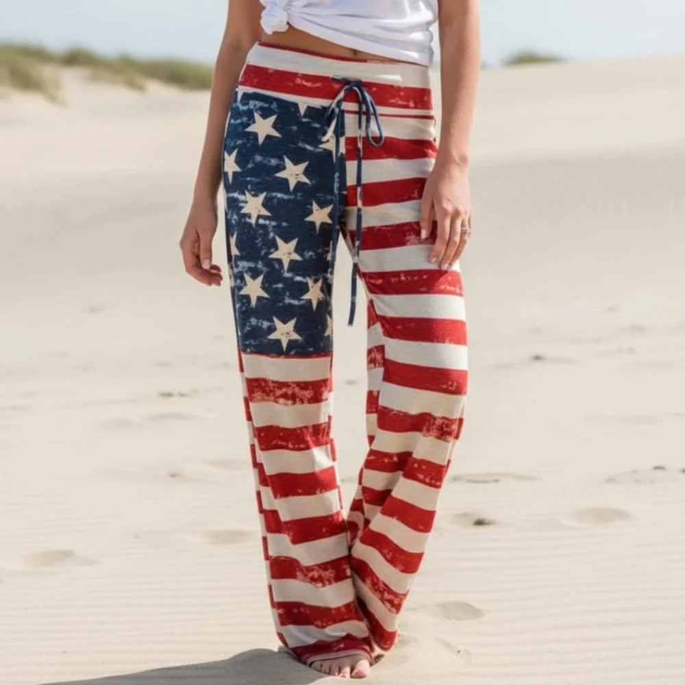 Boho American Flag Wide Leg Lounge Pants