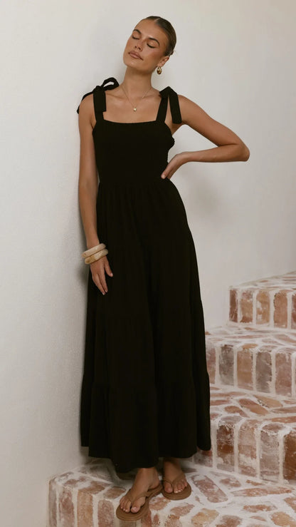 Carlina Tiered Maxi Dress Black