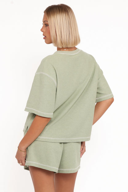 Melody Knit Short Set Matcha