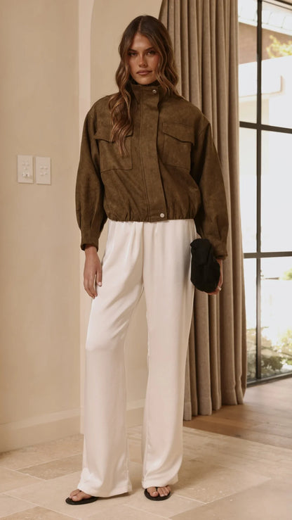 Josh Funnel Neck Jacket Khaki