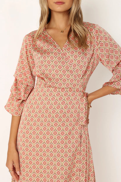 Margot Wrap Maxi Dress Orange Print