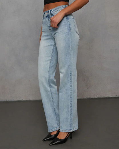 Clean Slate Super Stretch High Rise Straight Leg Jeans