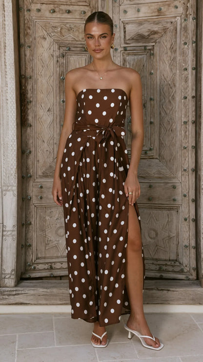 Astra Jumpsuit Chocolate Polka