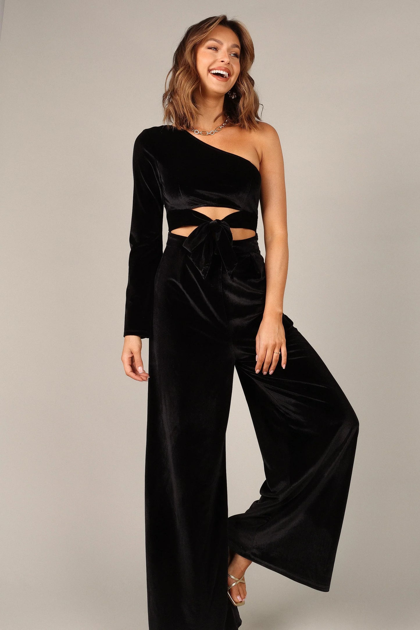 Avery Velvet Jumpsuit Black