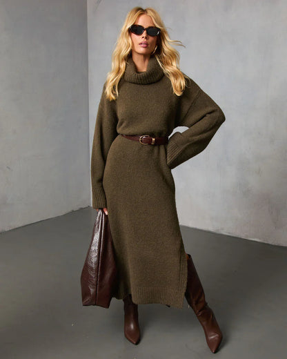 Roselle Turtleneck Midi Sweater Dress