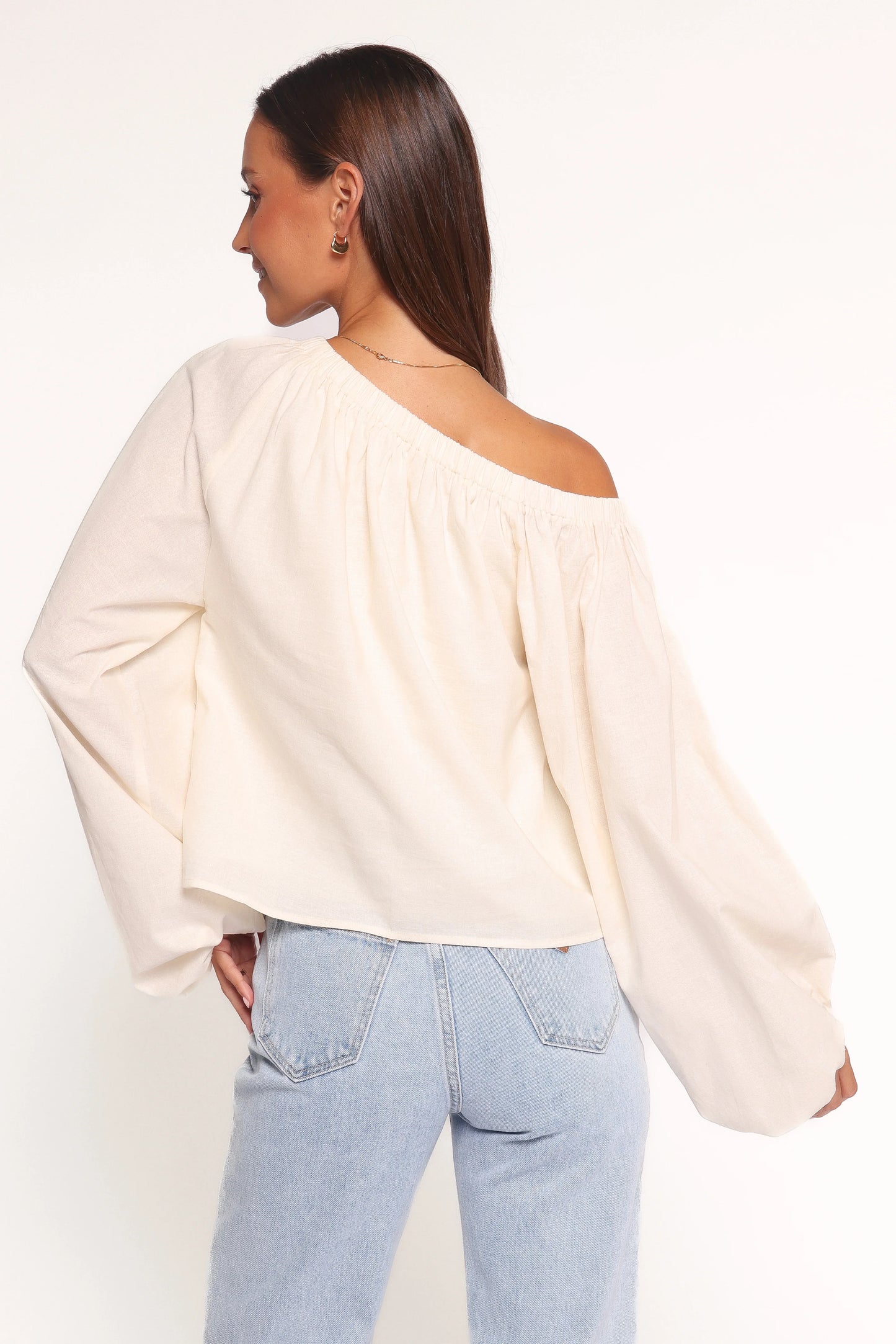 Zion Off Shoulder Long Sleeve Top Ivory