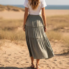 Bohemian Tiered Ruffle Maxi Skirt