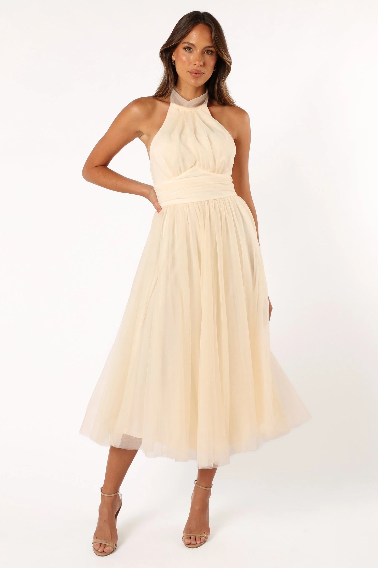 Aletta Halterneck Midi Dress Cream