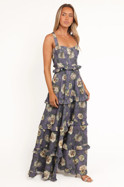 Lillee Tiered Maxi Dress Lavender Floral