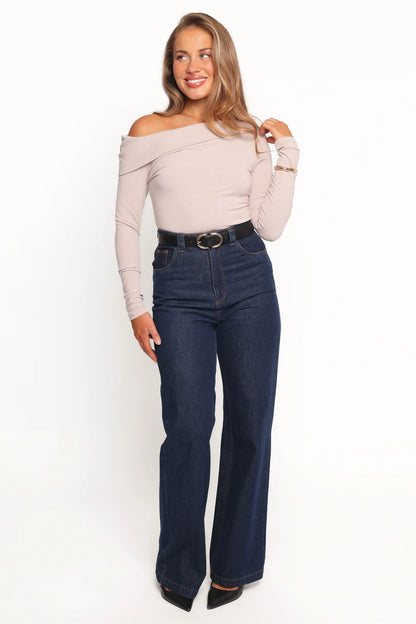 Liah Off Shoulder Knit Top Grey