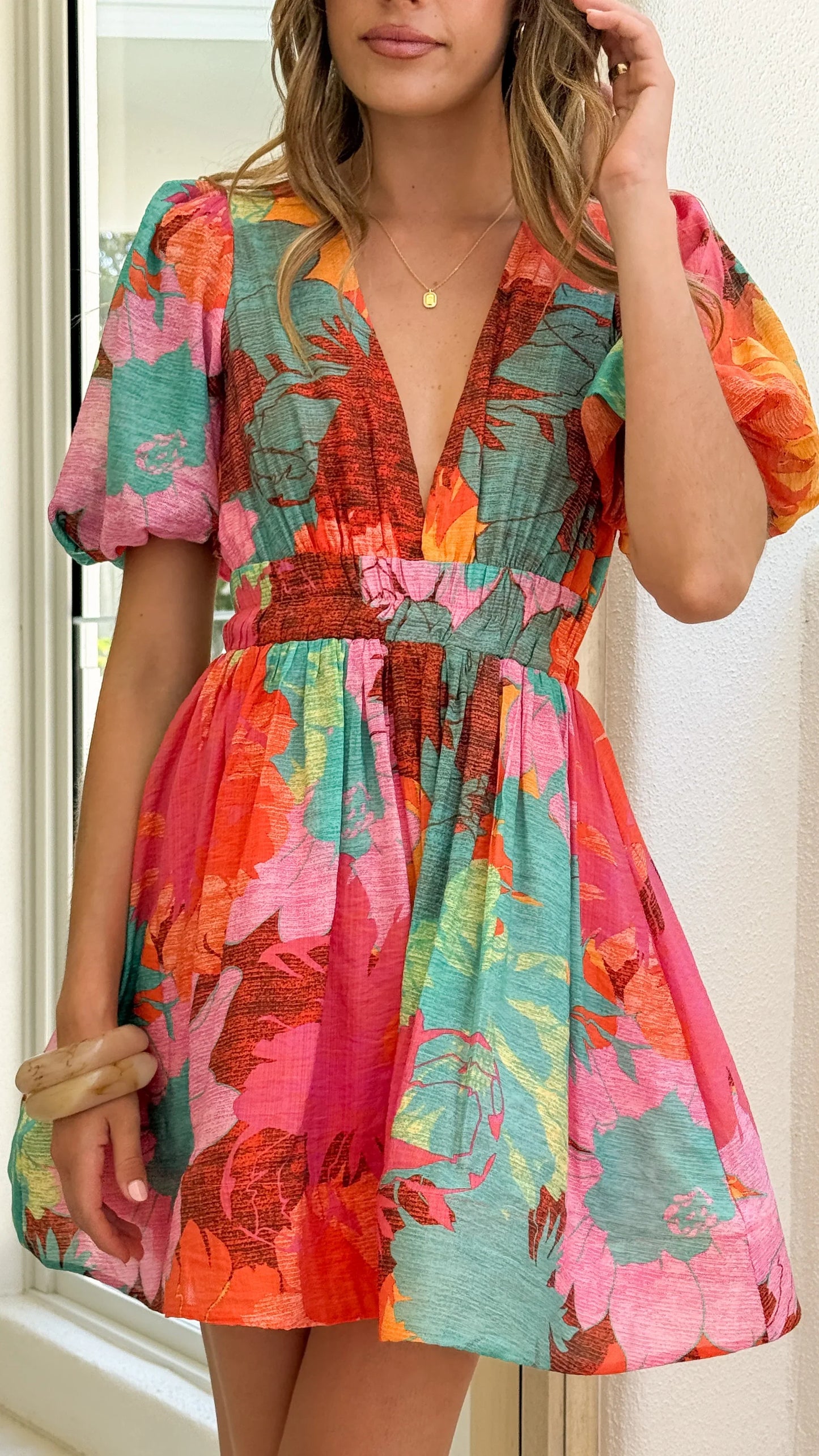 Abel Mini Dress Orange Floral