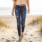 Distressed Ripped Moto Skinny Jeans