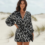 Boho V Neck Backless Lace Up Summer Romper