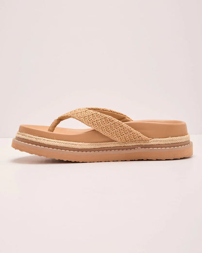 Beach Muse Raffia Thong Platform Sandals