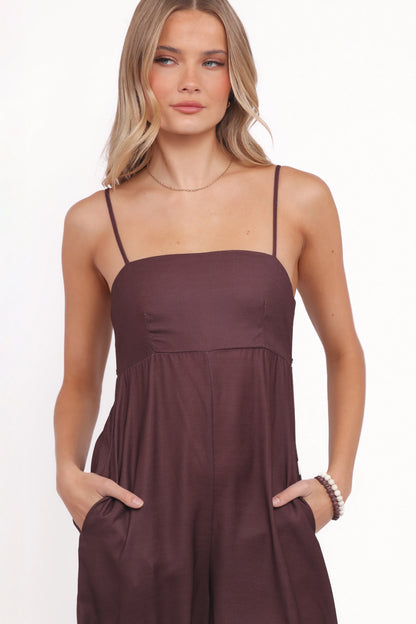 Delfina Jumpsuit Brown Palm