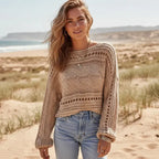 Boho Open Knit Crochet Sweater